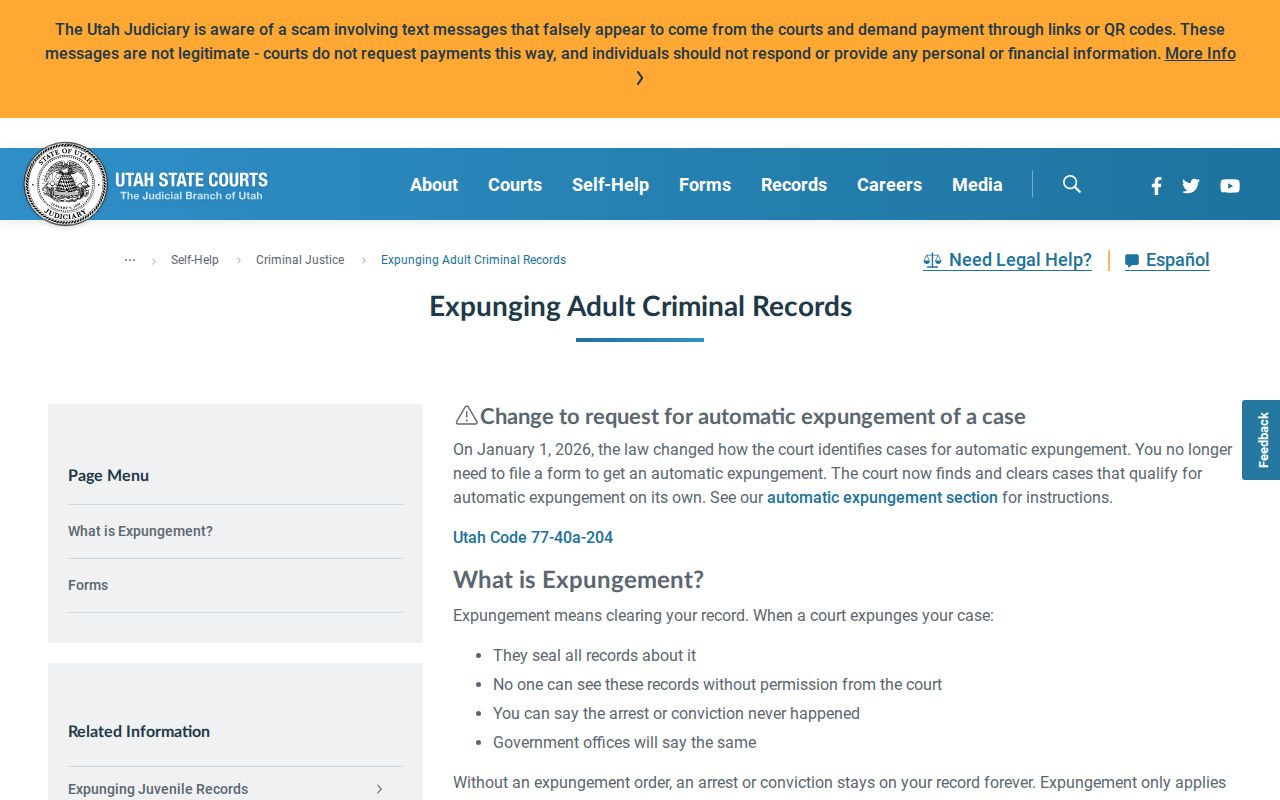Utah expungement information for Weber County booking record access