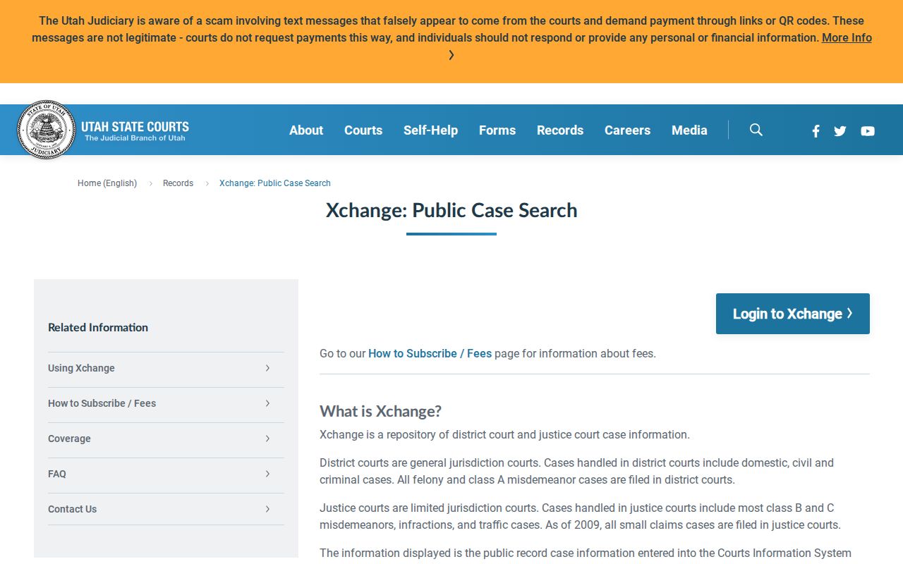 Utah Courts Xchange for Weber County booking disposition records